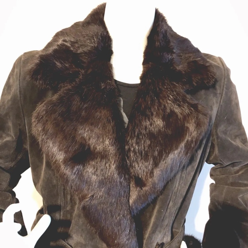 Adler Collection vintage real fur genuine leather winter coat